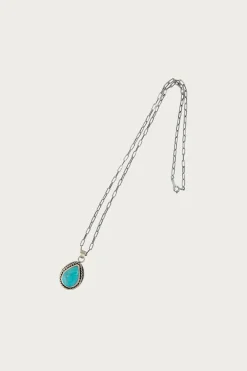 10¢ Teardrop Wire Rim Turquoise Pendant Necklace
