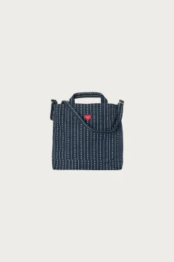 Big Drewe Tote - Heart/Pinstripe