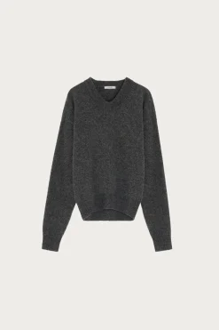 Boxy V Neck Sweater - Grape Melange