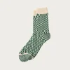 Checkerboard Pattern Socks - Green