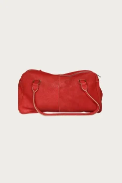 Crack Leather FARGO Bag (BONE PALM) - Red