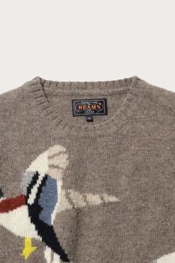 Crew Intarsia Duck Pattern - Beige
