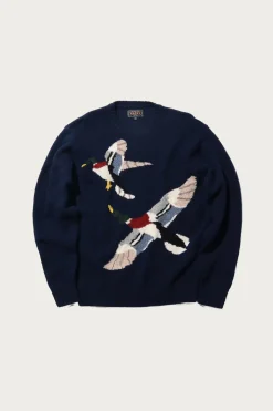 Crew Intarsia Duck Pattern - Navy