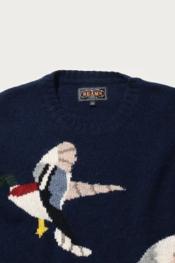 Crew Intarsia Duck Pattern - Navy