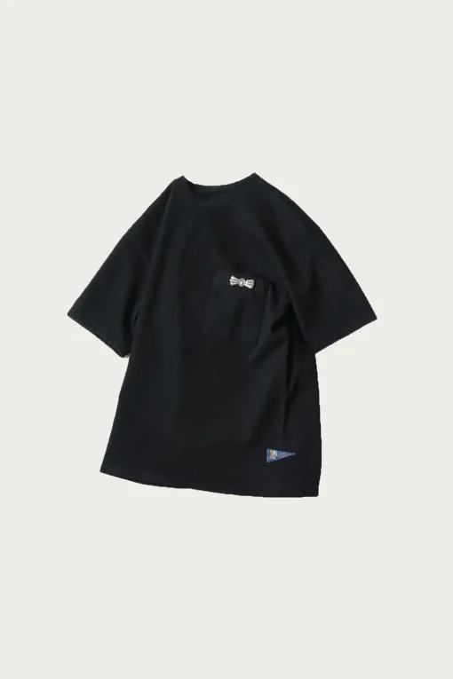 16/-Dense Jersey Butterfly Concho Pocket T - Black
