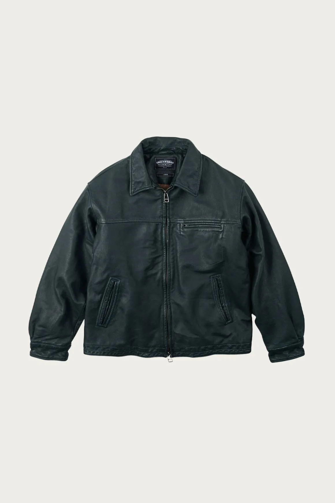 Destroyed Cowhide Leather Jacket - Washed Olive
