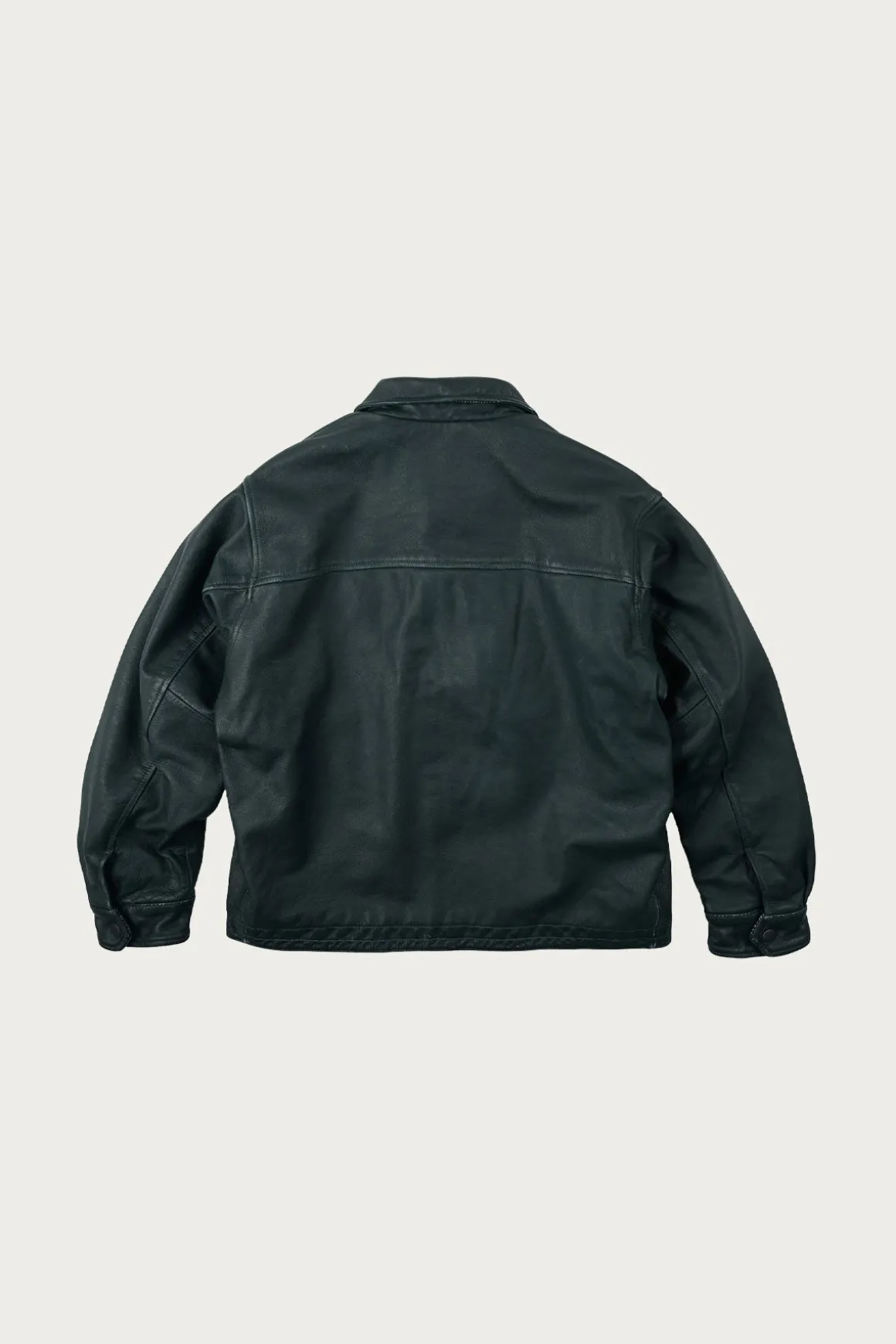 Destroyed Cowhide Leather Jacket - Washed Olive