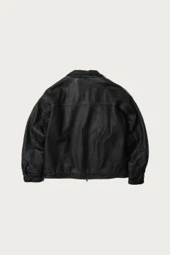 Destroyed Cowhide Leather Jacket - Washed Black
