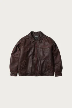 Destroyed Cowhide Leather Jacket - Washed Brown