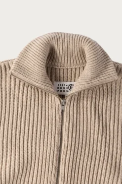 Distressed Zip Sweater - Grey