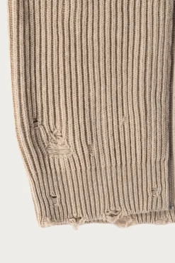 Distressed Zip Sweater - Grey