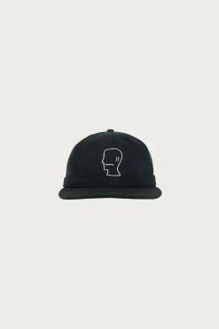 Extended Strap 6 Panel Logohead Hat - Black