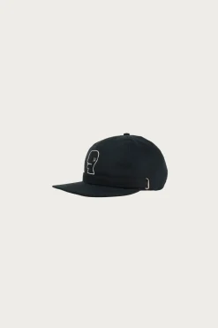 Extended Strap 6 Panel Logohead Hat - Black