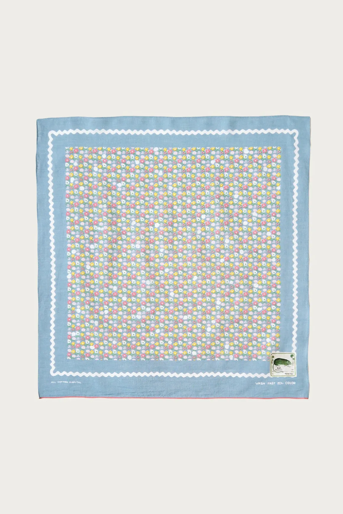 Fastcolor Selvedge Bandanna (SKULL & FLOWER) - Sax