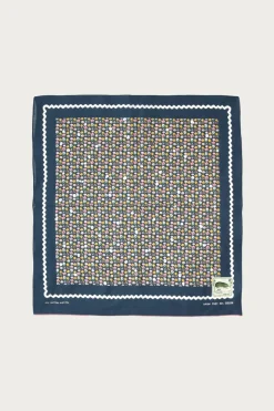 Fastcolor Selvedge Bandanna (SKULL & FLOWER) - Navy