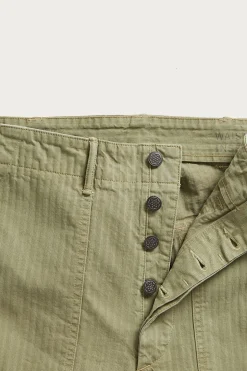Flat Front Cotton Herringbone Army Utility Pant - Brewster Green