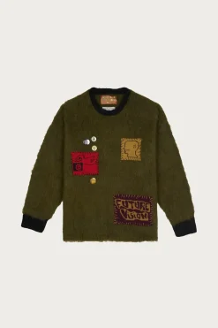 Future Vision Boxy Knit Sweater - Olive