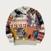 5G Cotton Knit Patchwork BIG Crew Sweater(Cat&Raven) - Mint