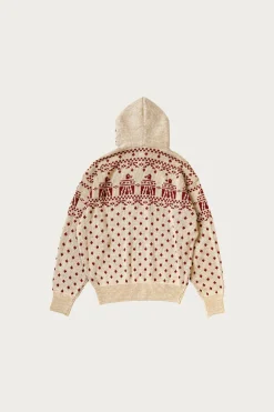 5G Jacquard Knit Hood Sweater - Red