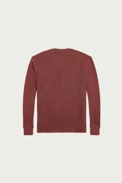 Garment-Dyed Waffle-Knit Henley Shirt - Wine