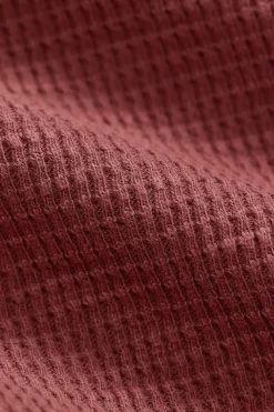 Garment-Dyed Waffle-Knit Henley Shirt - Wine