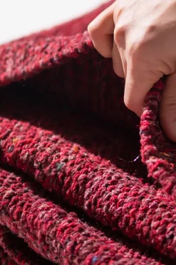Handloomed Recycled Yarn Rug - Burgundy