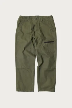 Heavy Canvas Destroyed Double Knee Pants - Olive