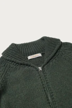 Heavy Cowichan Zipup Cardigan - Forest Green