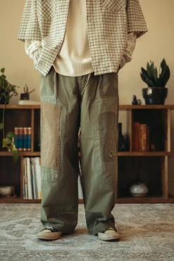 Herringbone FATIGUE Baggy Pants (RUSHFILED Remake) - Khaki