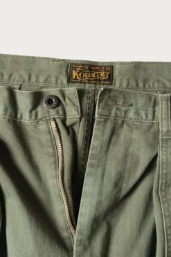 Herringbone FATIGUE Baggy Pants (RUSHFILED Remake) - Khaki
