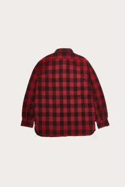 8HU Twisted-Yarn Buffalo Check Flannel Shirt - Red/Black