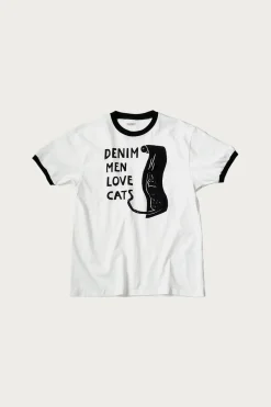20/-Jersey Ringer T (DENIM MEN LOVE CATS SCRATCH) - White