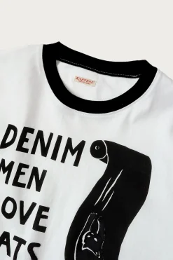 20/-Jersey Ringer T (DENIM MEN LOVE CATS SCRATCH) - White