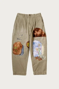 Katsuragi Cotton High Waist NIME Pants (Gypsy Patch Remake) - Beige