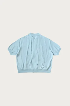 Knit x 8oz Denim Coverall Polo Shirt - Sax