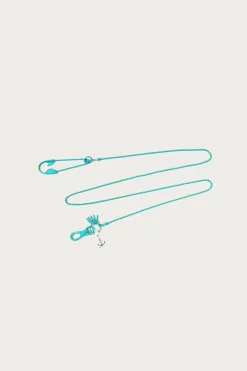 Lacquered Brass ANCHOR Snood Chain - Turquoise