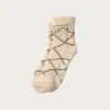 Merino Lambs Wool Room Socks "Beni Ouarain" - Ecru/Black