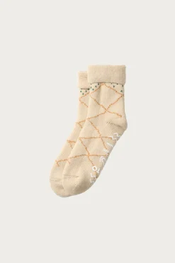 Merino Lambs Wool Room Socks "Beni Ouarain" - Ecru/Yellow