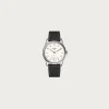 Old Smith 90-0001 - White Dial/Silver Case/Black Pebbled Leather Strap