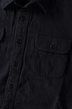 Organic Cotton Relax Fit Flannel Shirt - Navy