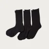 Organic Daily 3 Pack Crew Socks - Black