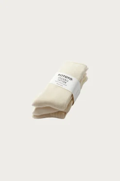 Organic Daily 3 Pack Crew Socks - Ecru