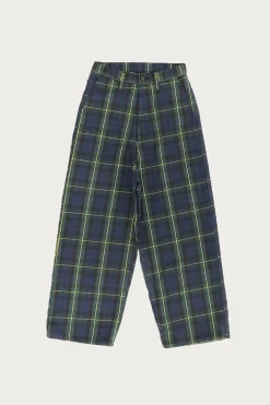 11oz Tartan Check PORT Baggy Pants - Navy