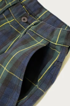 11oz Tartan Check PORT Baggy Pants - Navy