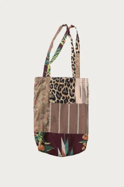Patchwork NOVEL Tote Bag - Brown