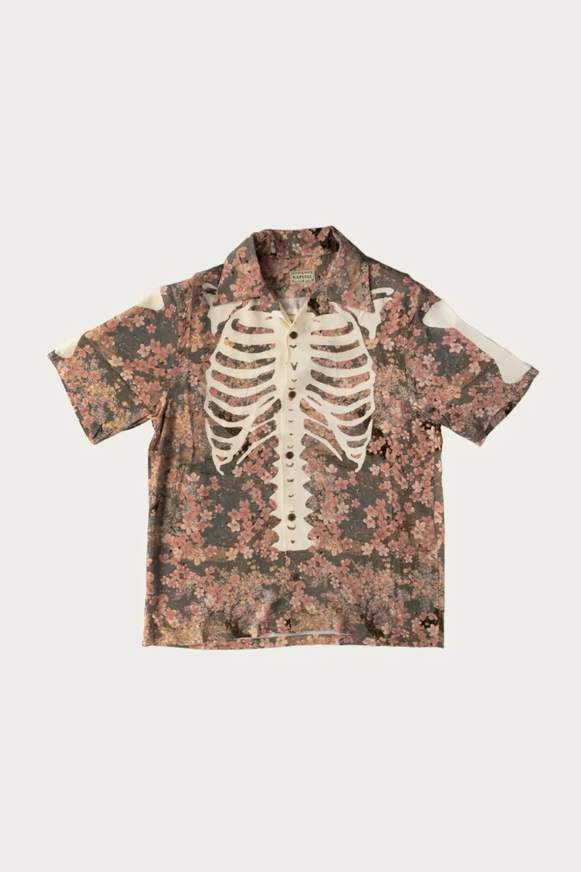 Rayon SAKURA-BONE Aloha Shirt - Khaki