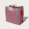 Recycled Plastic Stripe Bag Square - Orange/Pink
