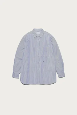 Regular Collar Stripe Wind Shirt - Black