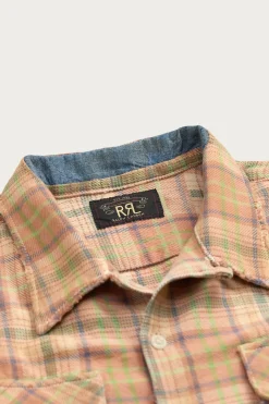 Repaired Plaid Twill Camp Shirt - Orange/Multi