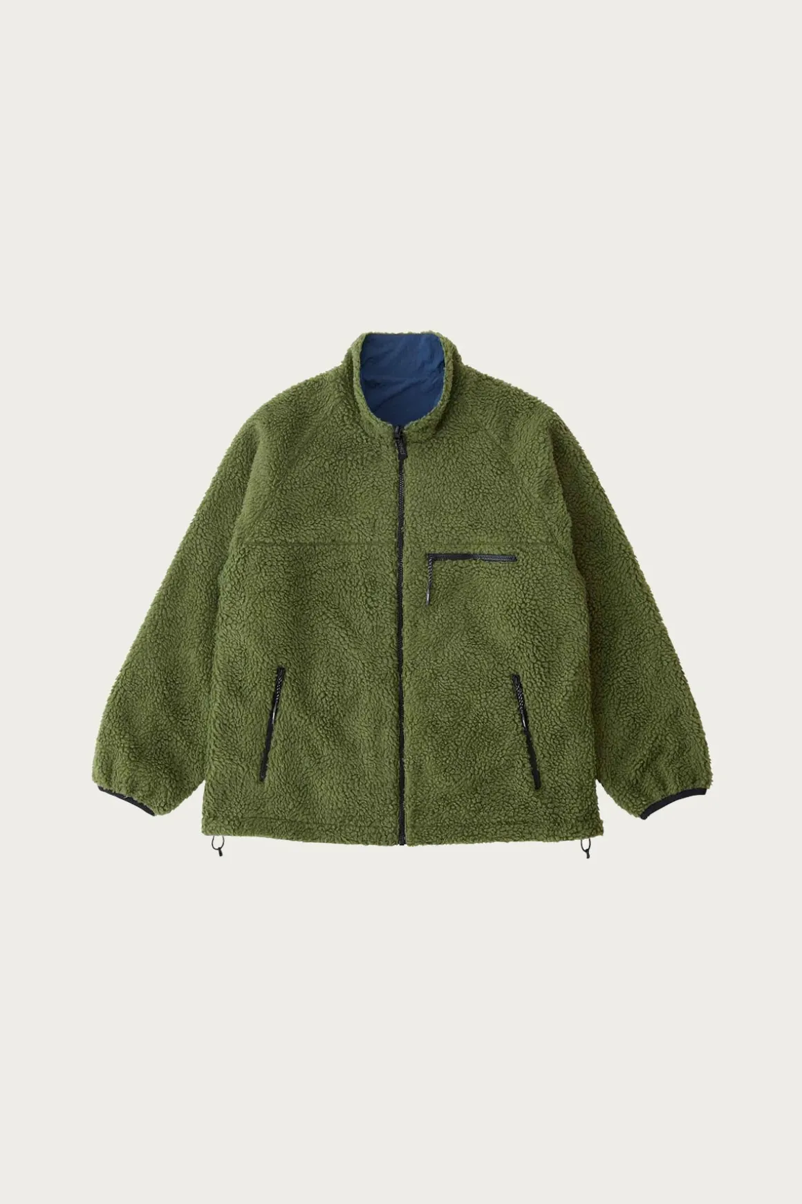 Reversible Sherpa Jacket - Olive/Dusty Navy